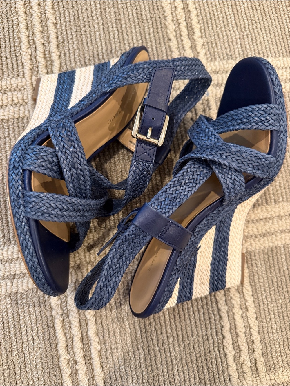 Banana Republic Navy Braided Wedge Sandals